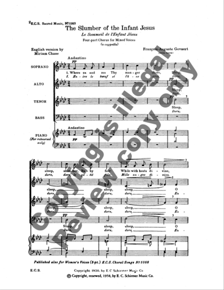 The Slumber of the Infant Jesus (Le Sommeil de l'Enfant Jesus) 4-Part scores gallery preview page 6