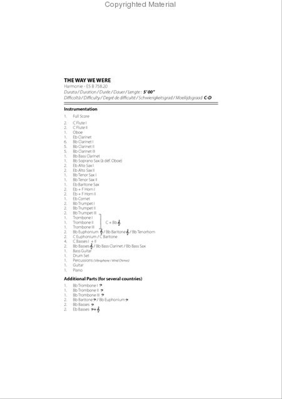 The Way We Were Concert Band scores gallery preview page 2