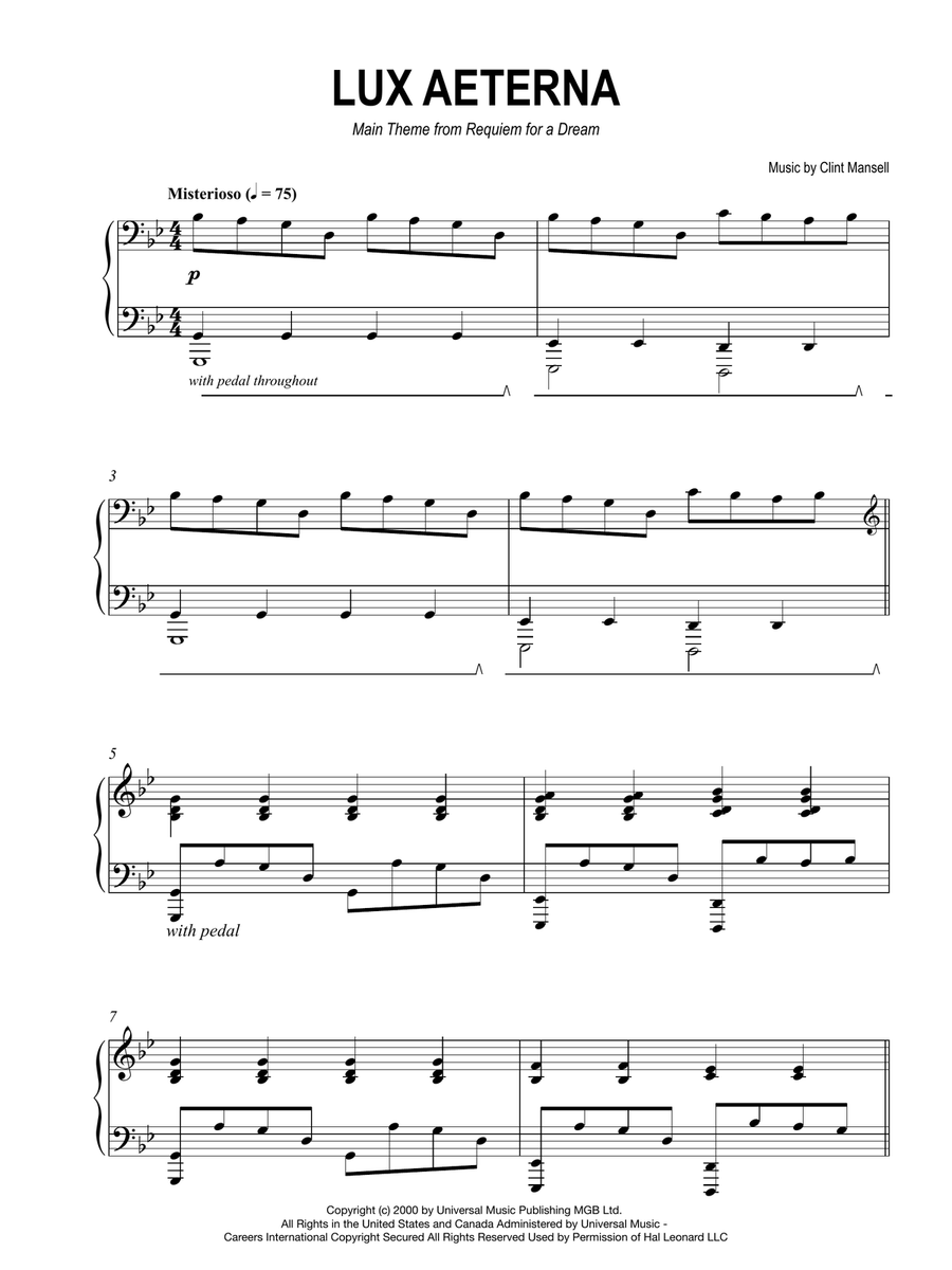 Lux Aeterna Piano Solo scores gallery preview page 2