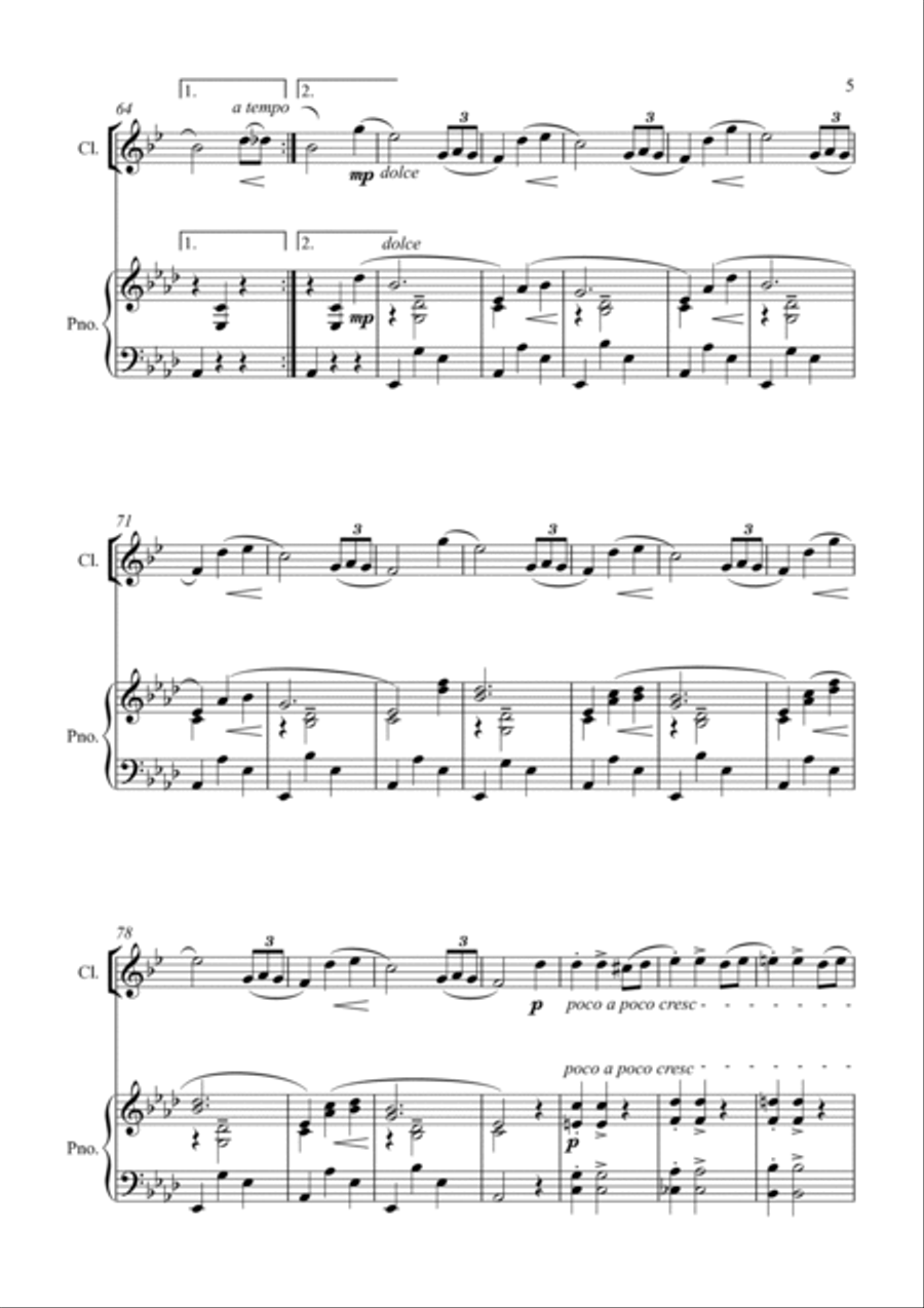 Chopin Waltz Op.69 No.1 (For Clarinet in Bb and Piano) B-Flat Clarinet scores gallery preview page 5