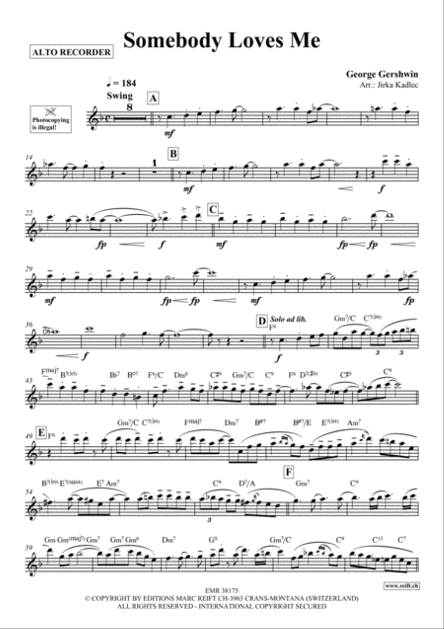 Somebody Loves Me Alto Recorder scores gallery preview page 2