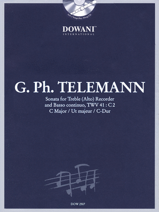 Book cover for Telemann: Sonata in C Major for Treble (Alto) Recorder and Basso Continuo TWV41:C2
