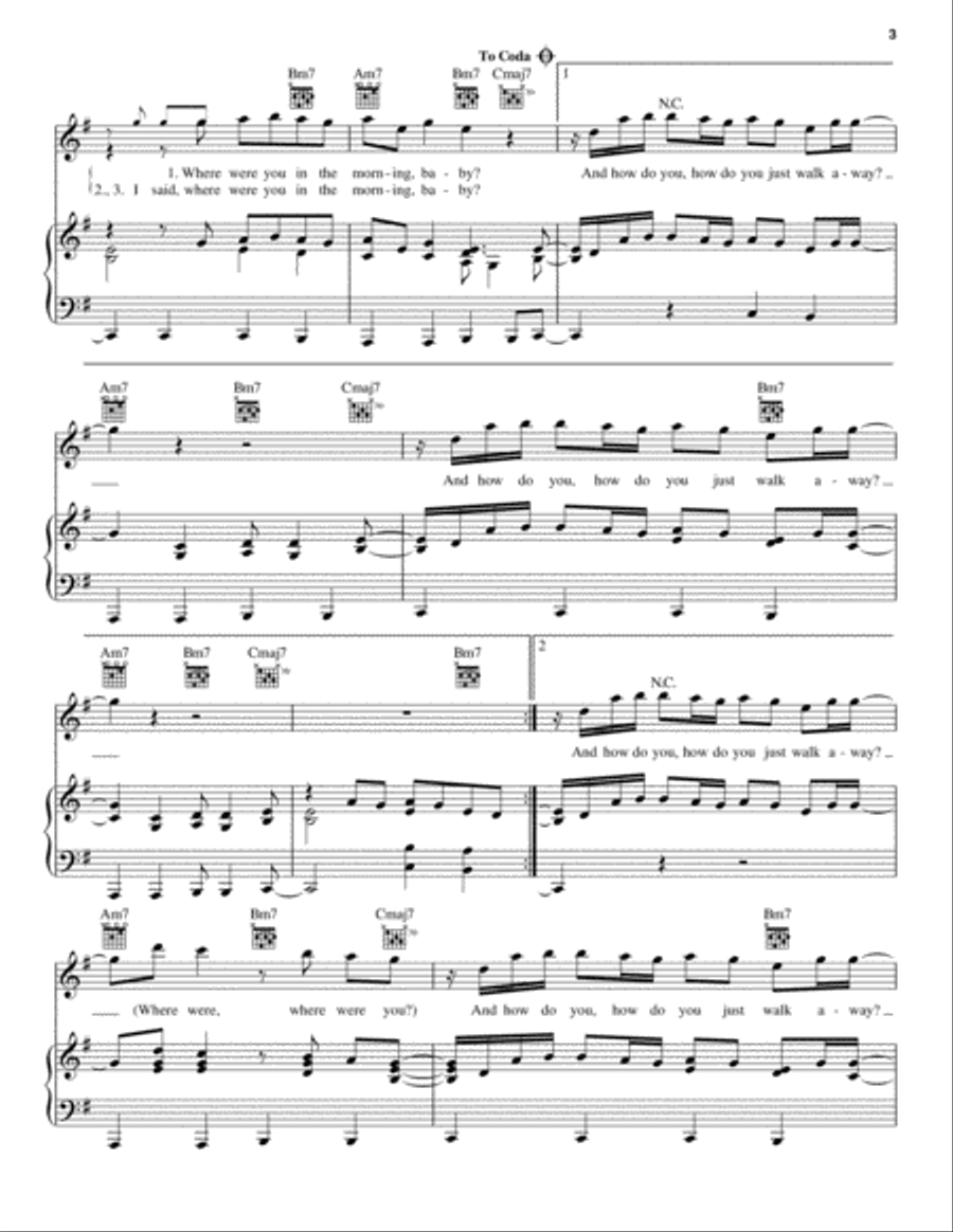 Where Were You In The Morning? Piano, Vocal, Guitar scores gallery preview page 3