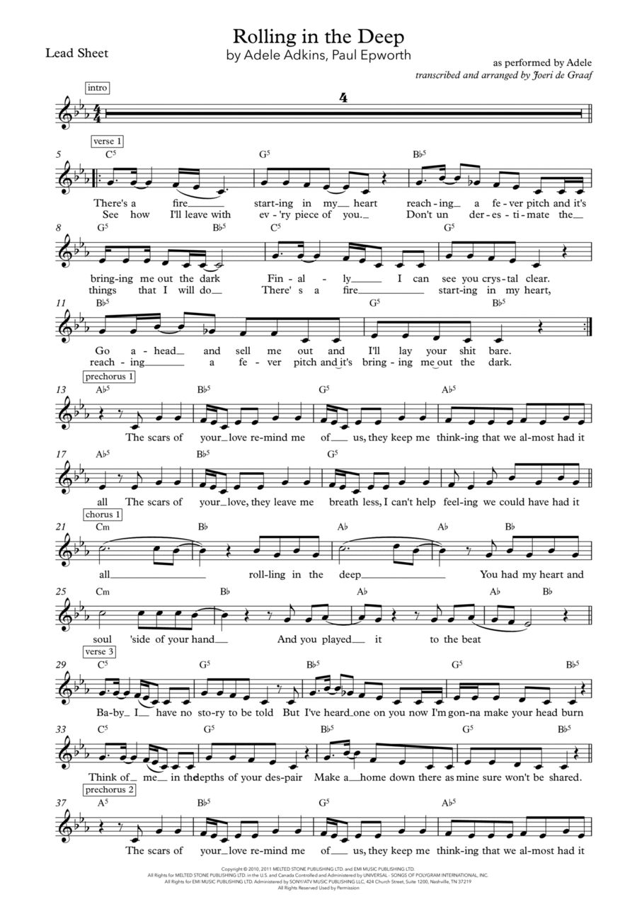Rolling In The Deep Piano scores gallery preview page 1