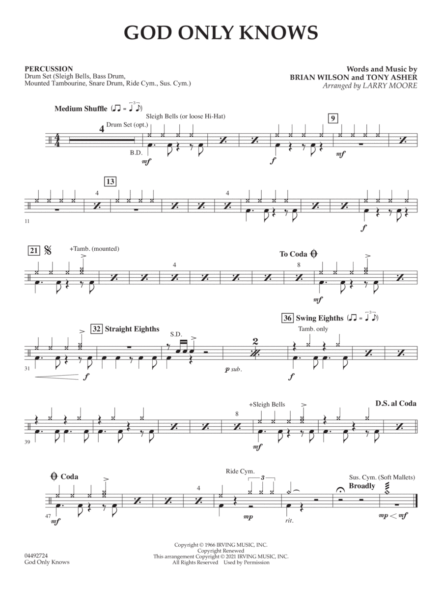 God Only Knows (arr. Larry Moore) - Percussion