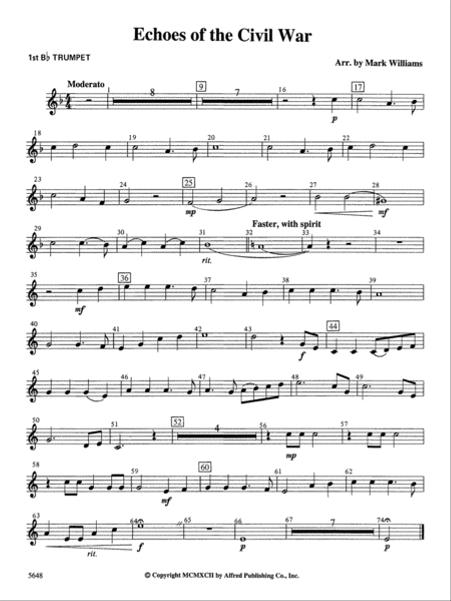 Echoes of the Civil War: 1st B-flat Trumpet Concert Band scores gallery preview page 1