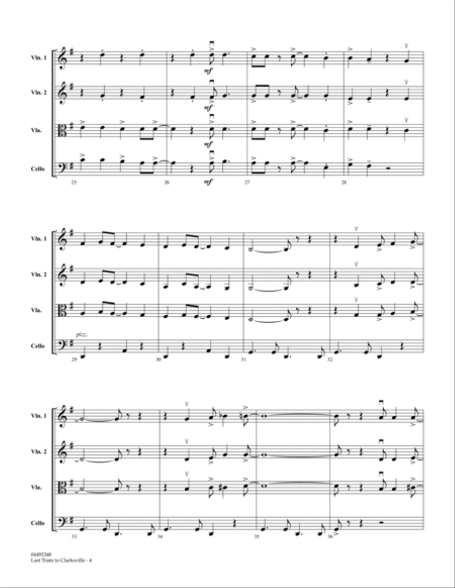 Last Train to Clarksville (arr. Larry Moore) - Conductor Score (Full Score) String Quartet scores gallery preview page 3