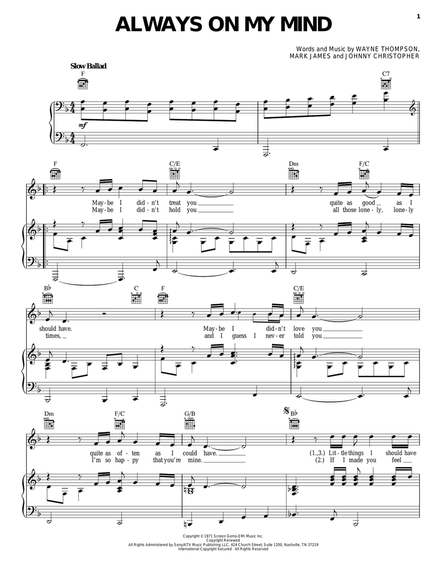 Always On My Mind Always On My Mind Acoustic Guitar scores gallery preview page 1