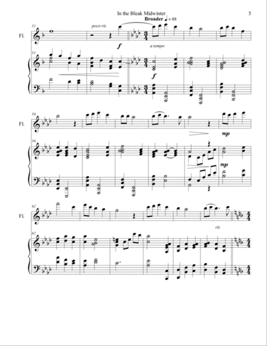 In the Bleak Midwinter (flute/piano), arr. Brenda Portman Flute Solo scores gallery preview page 5