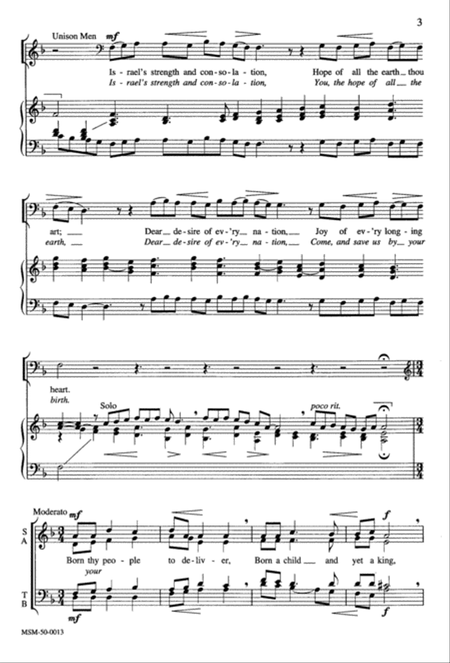 Come, Thou Long-Expected Jesus 4-Part scores gallery preview page 2