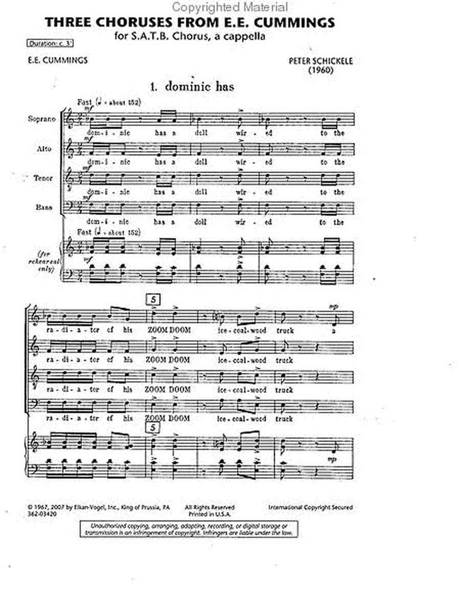 Three Choruses From E.E. Cummings