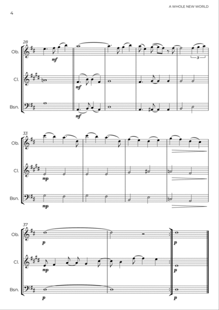 A Whole New World A Whole New World Woodwind Trio scores gallery preview page 4