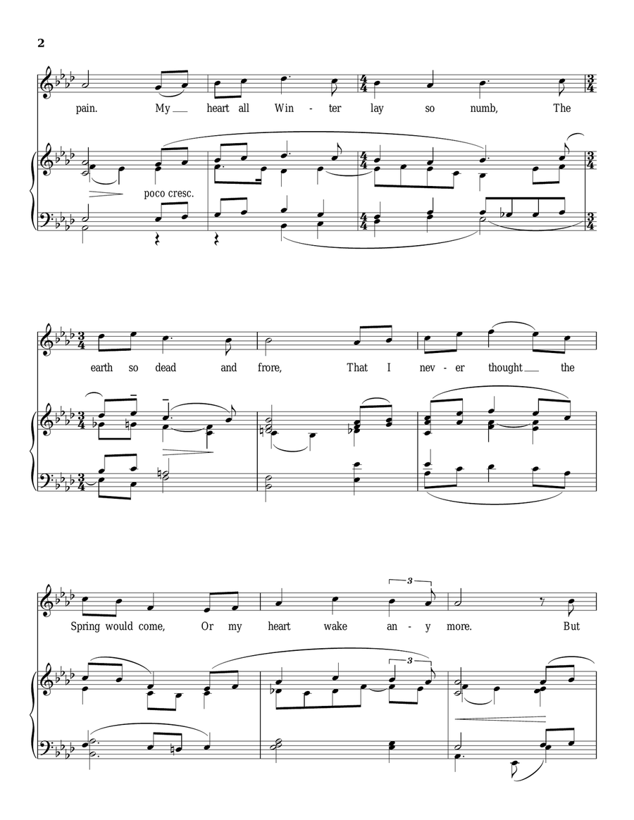 Spring Sorrow Piano, Vocal scores gallery preview page 2