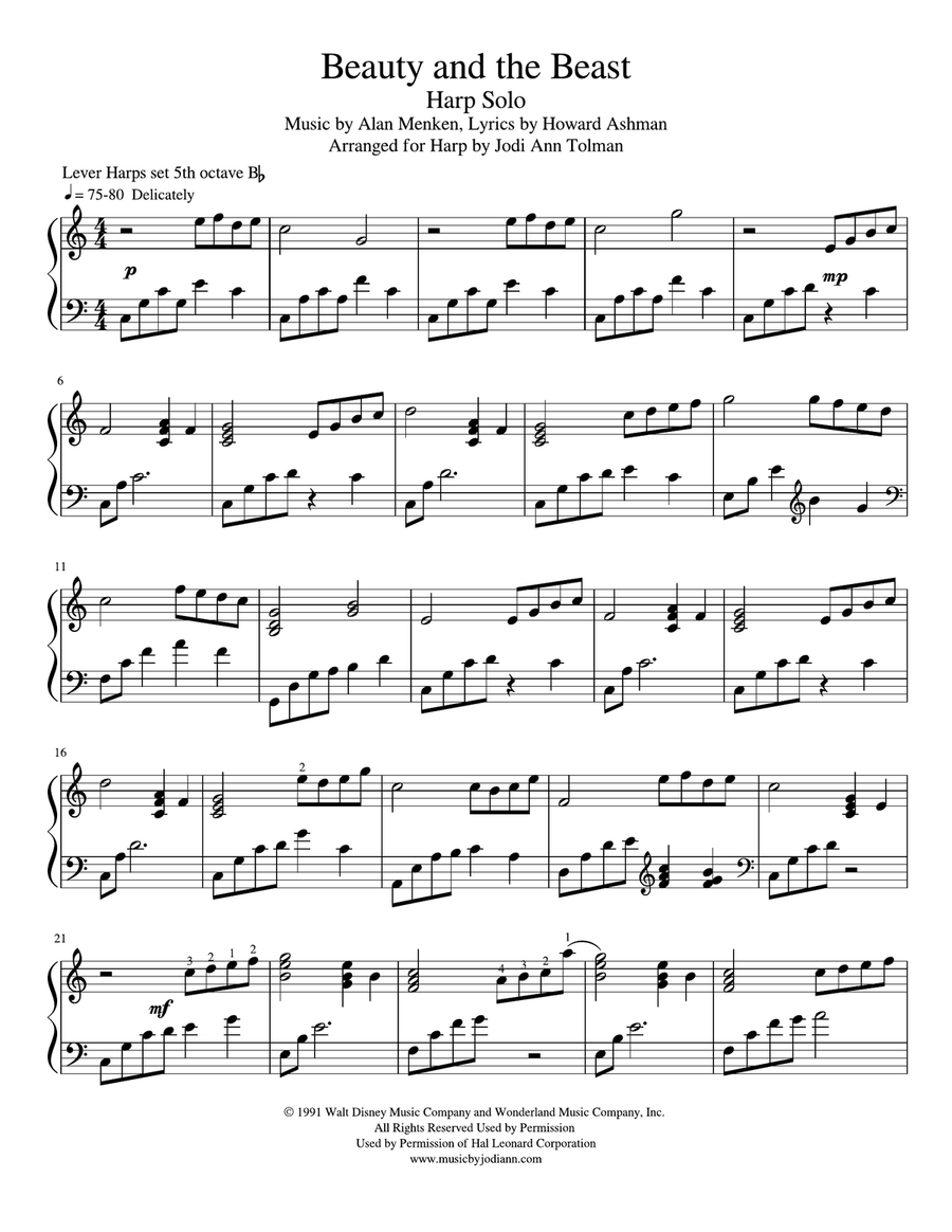 Beauty And The Beast Harp scores gallery preview page 2