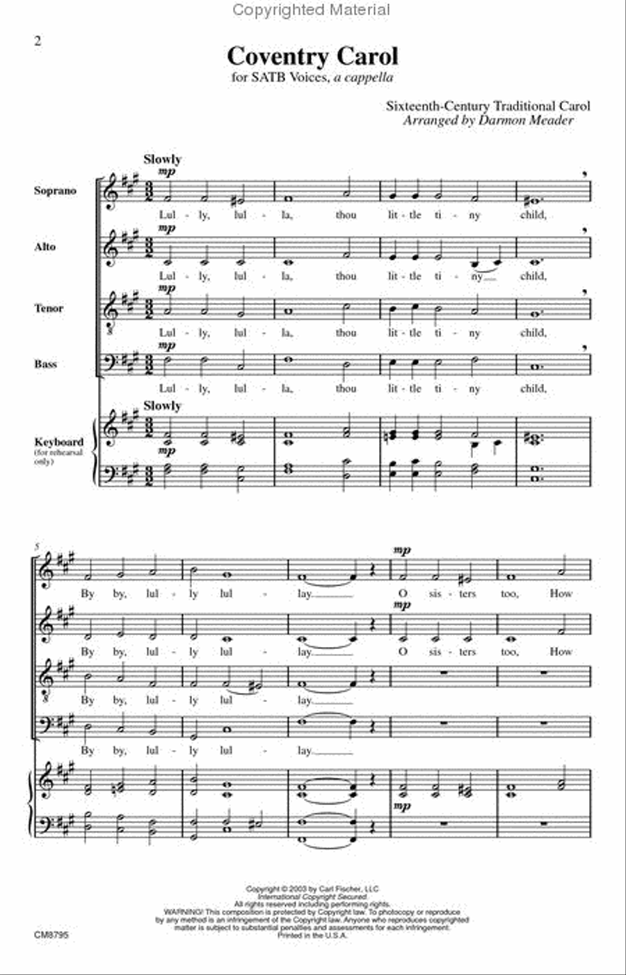 Coventry Carol 4-Part scores gallery preview page 2
