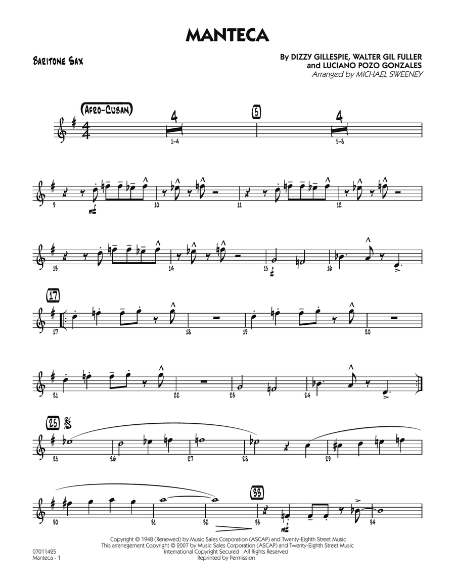 Manteca - Baritone Sax Manteca - Baritone Sax Jazz Ensemble scores gallery preview page 1