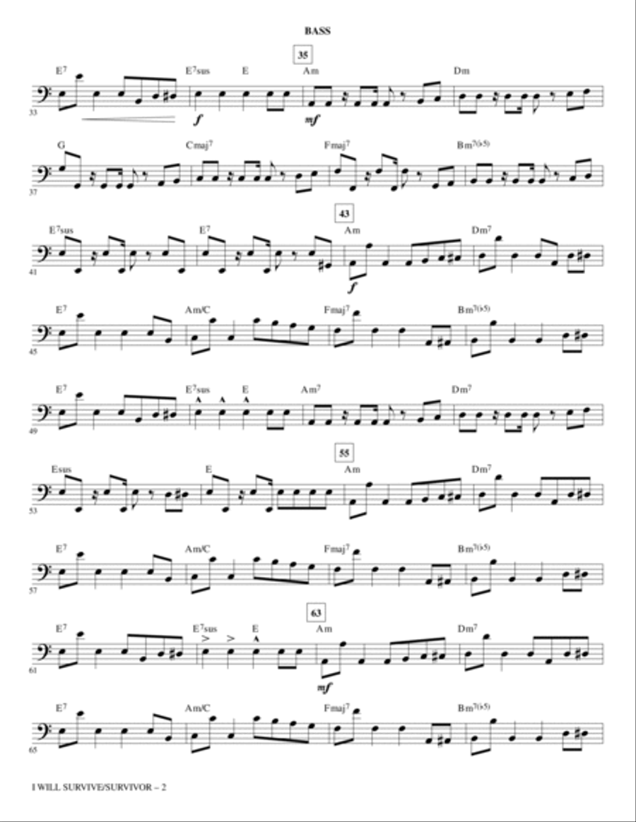 I Will Survive/Survivor (arr. Mark Brymer) - Bass Choir scores gallery preview page 2