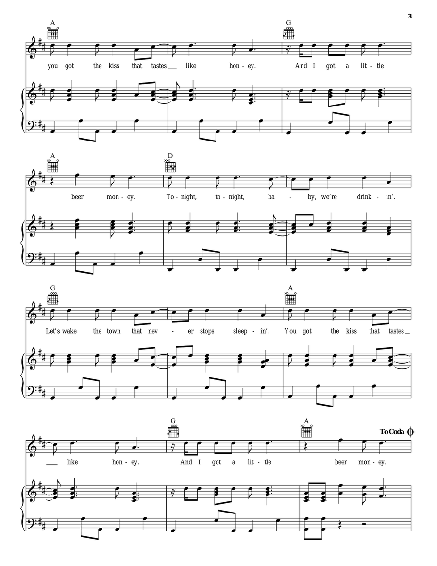 Beer Money Beer Money Piano, Vocal, Guitar scores gallery preview page 3