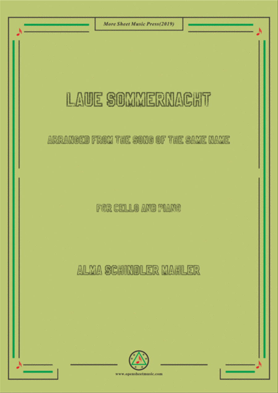 Alma Mahler-Laue Sommernacht,for Cello and Piano Piano scores gallery preview page 1