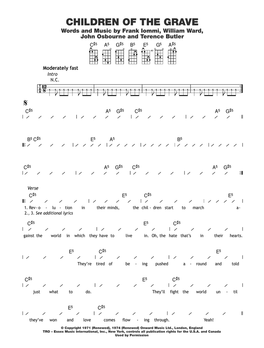 Children Of The Grave Ukulele scores gallery preview page 1