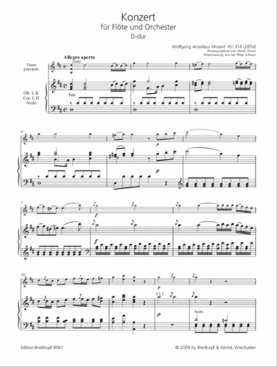 Flute Concerto [No. 2] in D major K. 314 (285d) Flute Solo scores gallery preview page 2