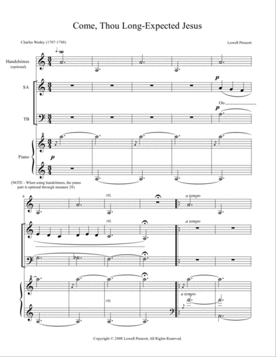 Come, Thou Long-Expected Jesus 4-Part scores gallery preview page 2