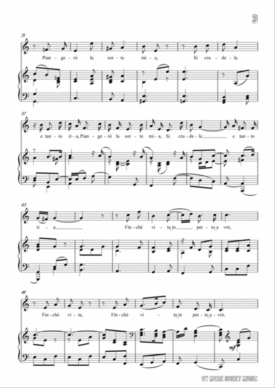 Handel-E pur così in un giorno...Piangerò la sorte mia in C Major,for Voice and Piano Voice Solo scores gallery preview page 5