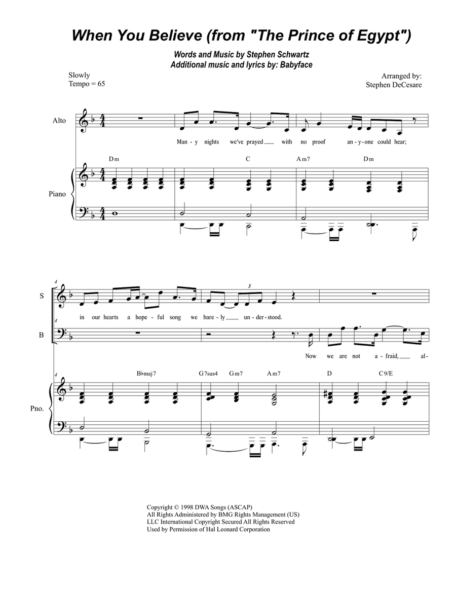 When You Believe (From The Prince Of Egypt) When You Believe (From The Prince Of Egypt) 3-Part scores gallery preview page 1