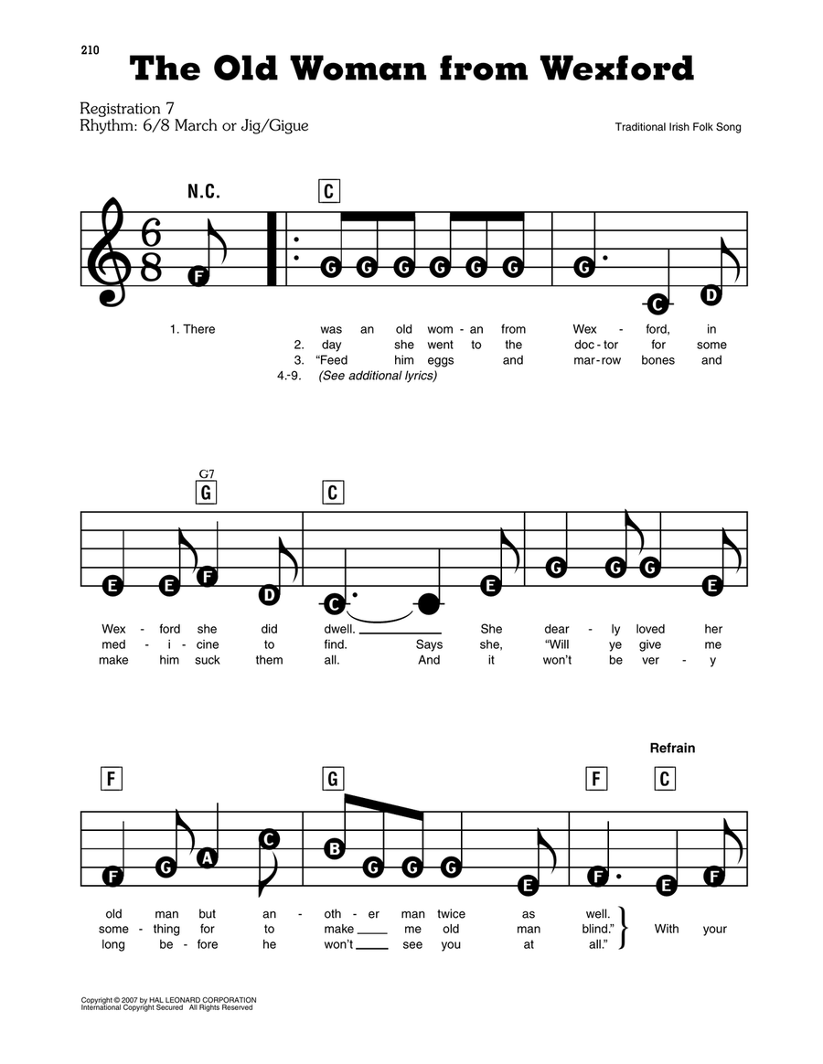 The Old Woman From Wexford Electronic Keyboard scores gallery preview page 1