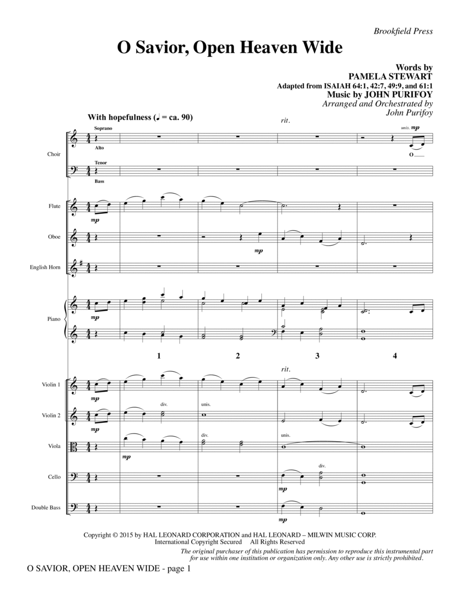O Savior, Open Heaven Wide - Full Score Choir scores gallery preview page 1