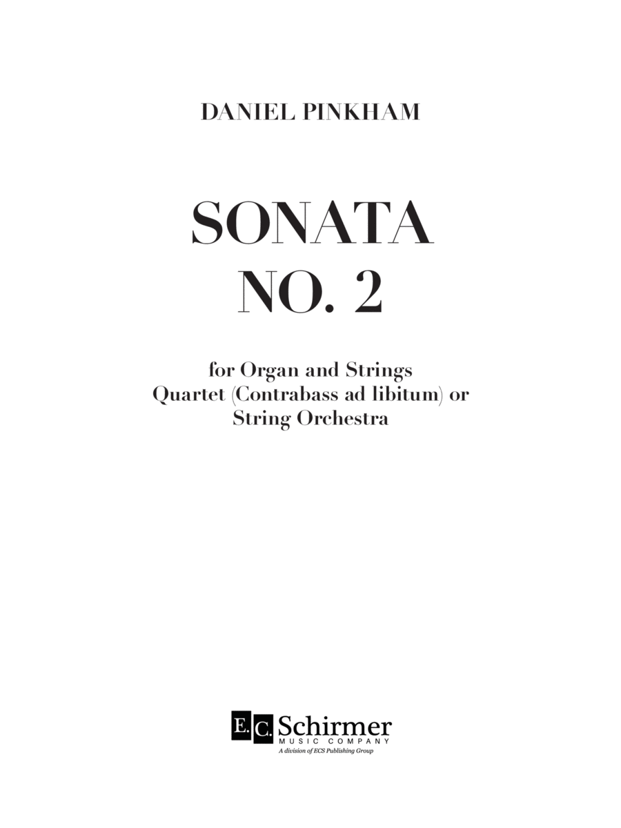 Sonata No. 2 for Organ and Strings (Score)