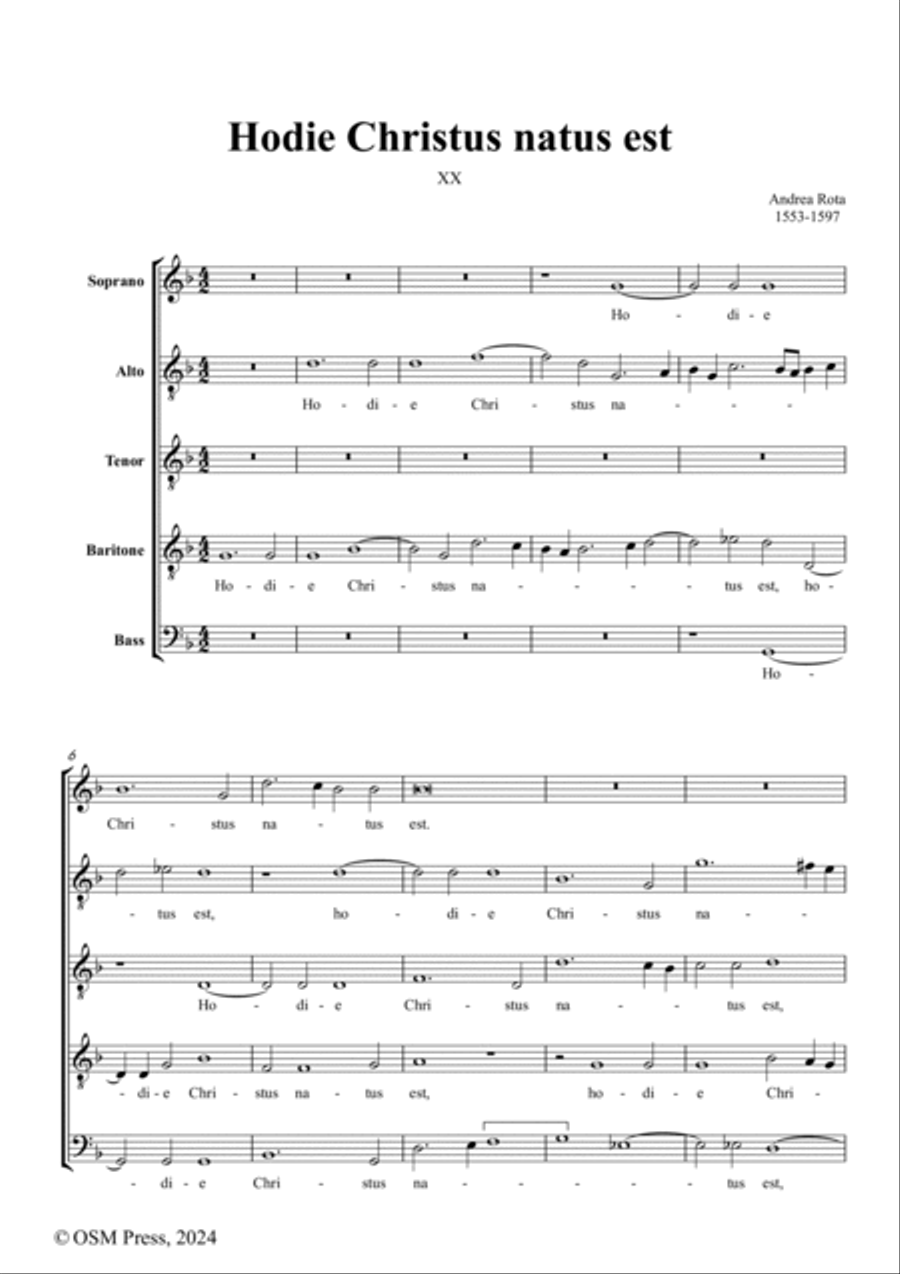 Rota-Hodie Christus natus est,in F Major,for A cappella A Cappella scores gallery preview page 2