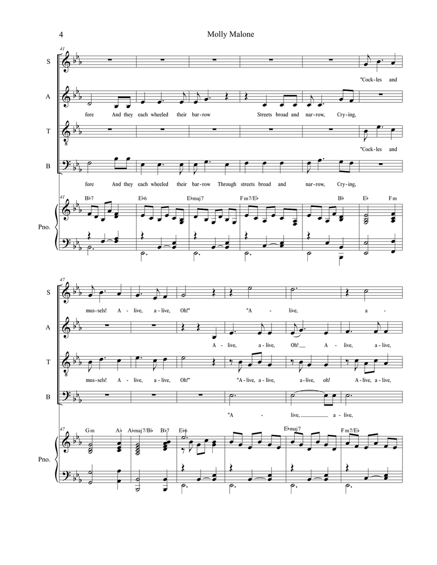 Molly Malone (for SATB) Molly Malone (for SATB) 4-Part scores gallery preview page 5