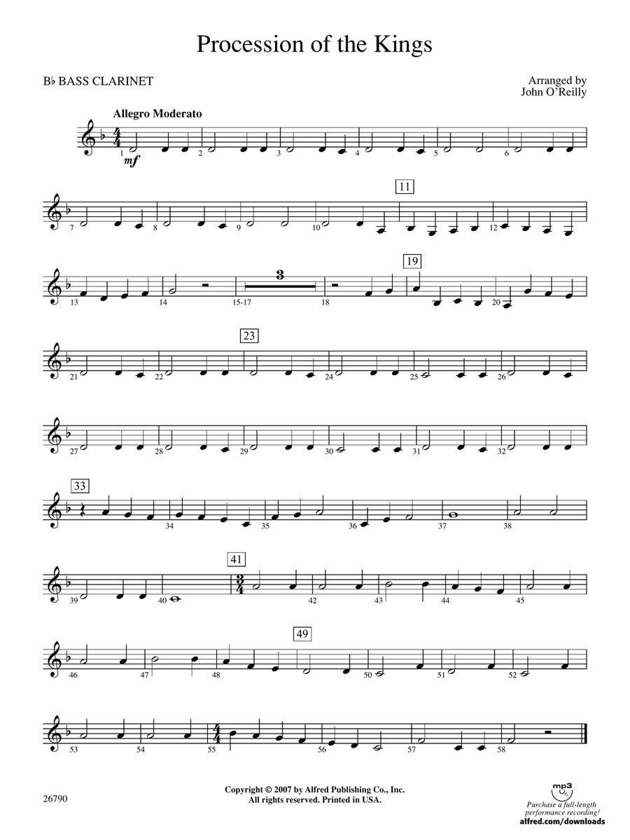 Procession of the Kings: B-flat Bass Clarinet