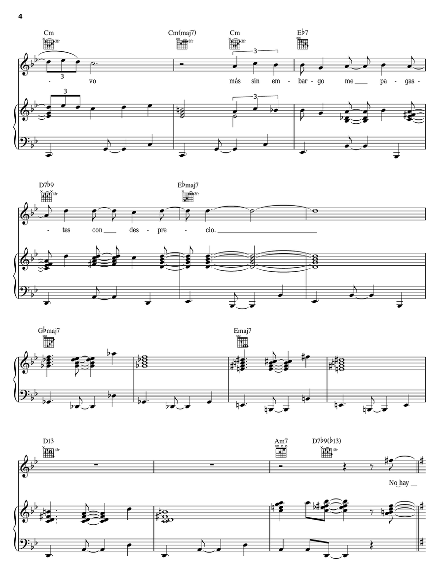 No Hay Quien Te Aguante Piano, Vocal, Guitar scores gallery preview page 4