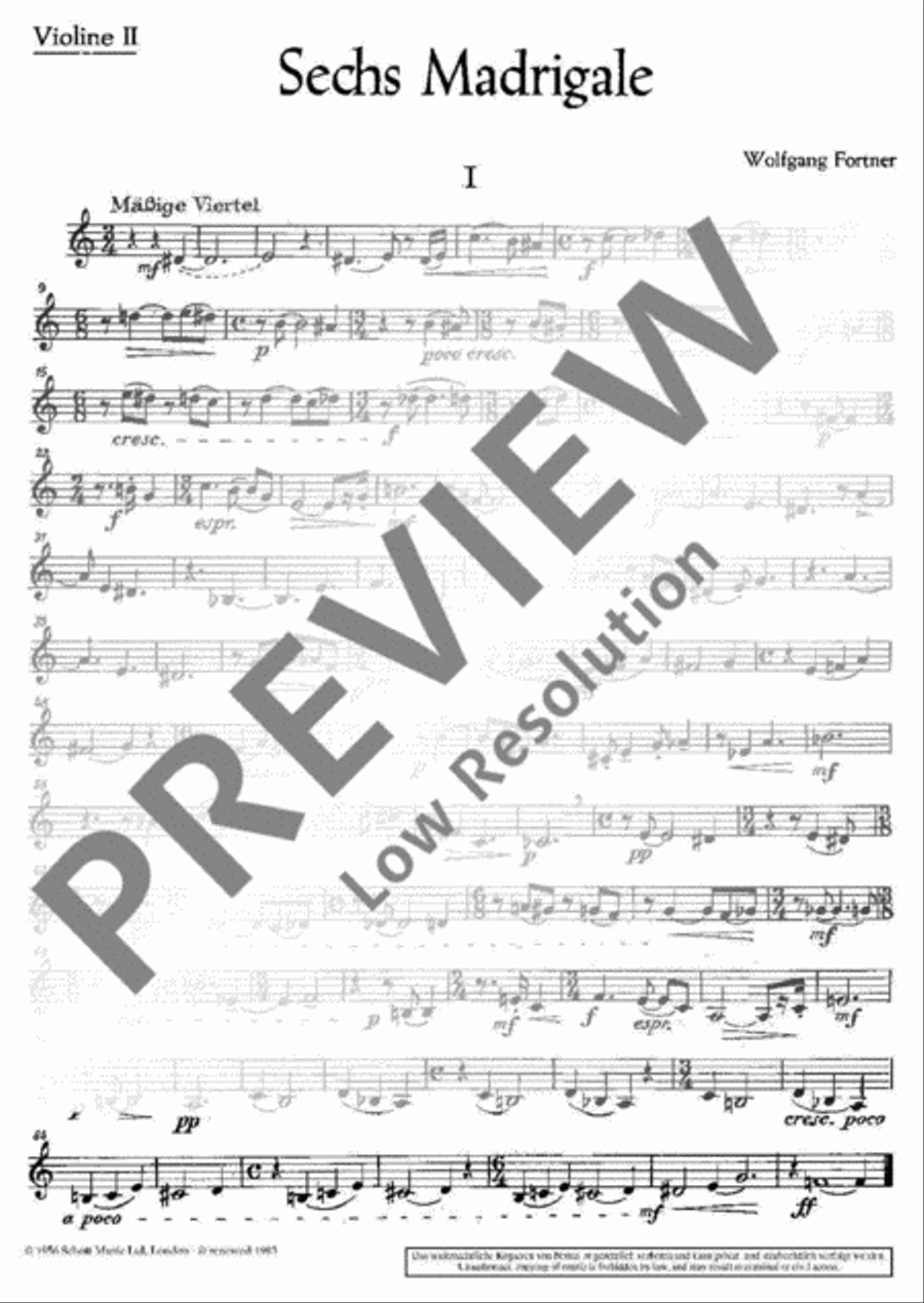 Six Madrigals Six Madrigals Set of Parts scores gallery preview page 6