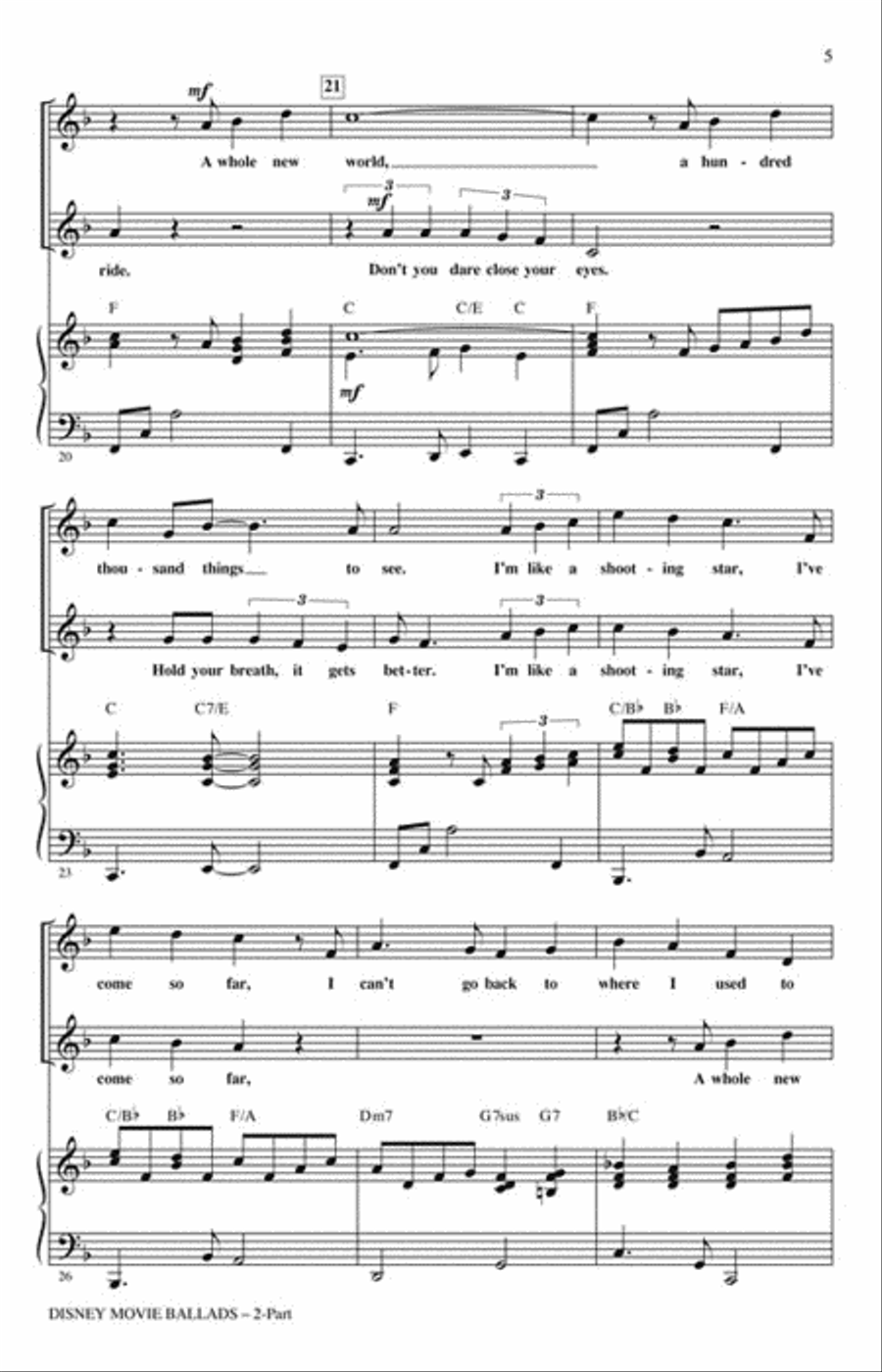 Disney Movie Ballads Disney Movie Ballads 2-Part scores gallery preview page 2