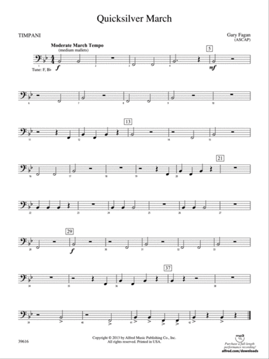 Quicksilver March: Timpani Concert Band scores gallery preview page 1