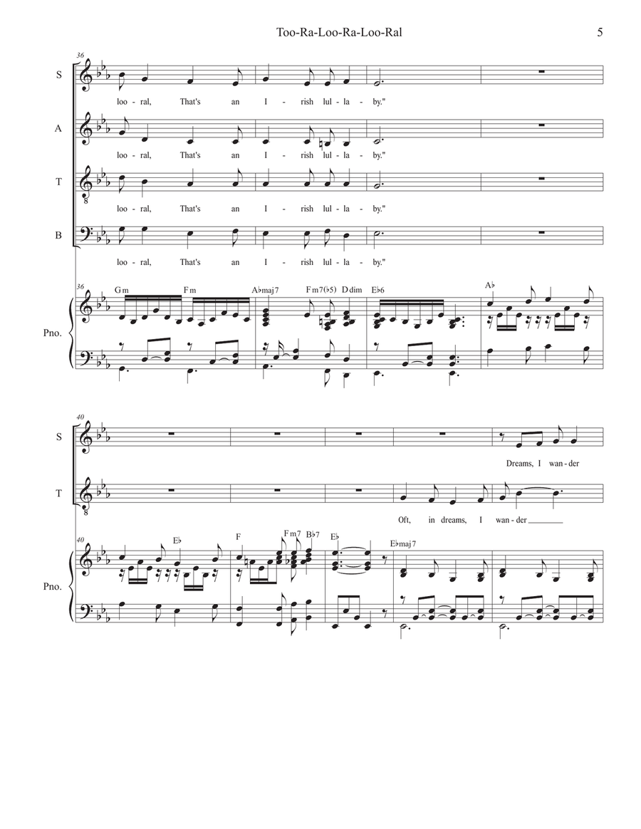 Too-Ra-Loo-Ra-Loo-Ral (That's an Irish Lullaby) (for SATB) 4-Part scores gallery preview page 5