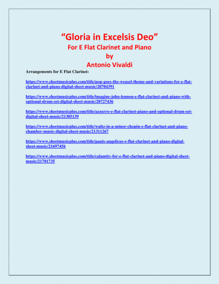 Gloria In Excelsis Deo - E Flat Clarinet and Piano - Advanced Intermediate image number null