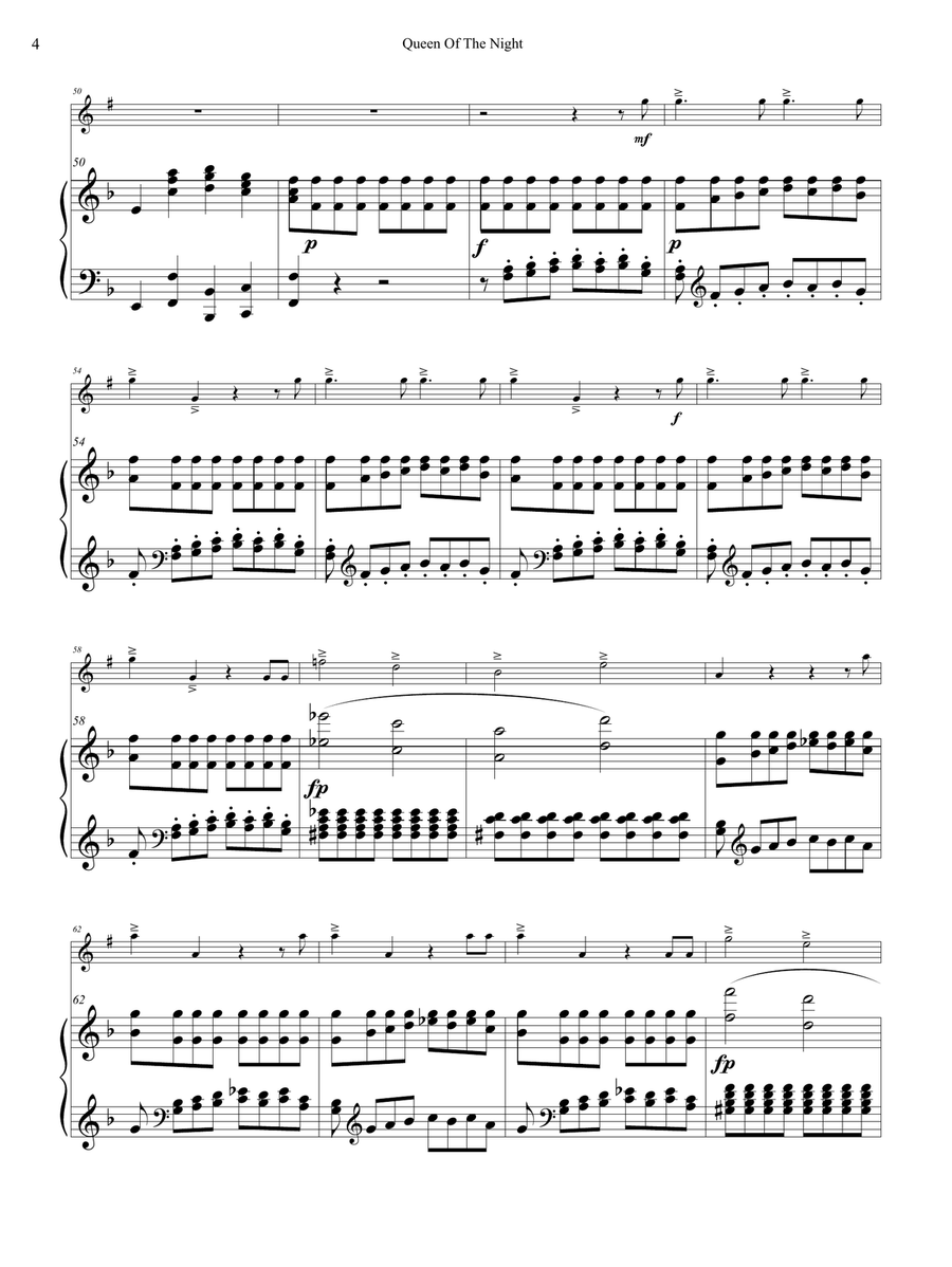 W. A. Mozart: Queen of the Night for Clarinet and Piano Clarinet Solo scores gallery preview page 4
