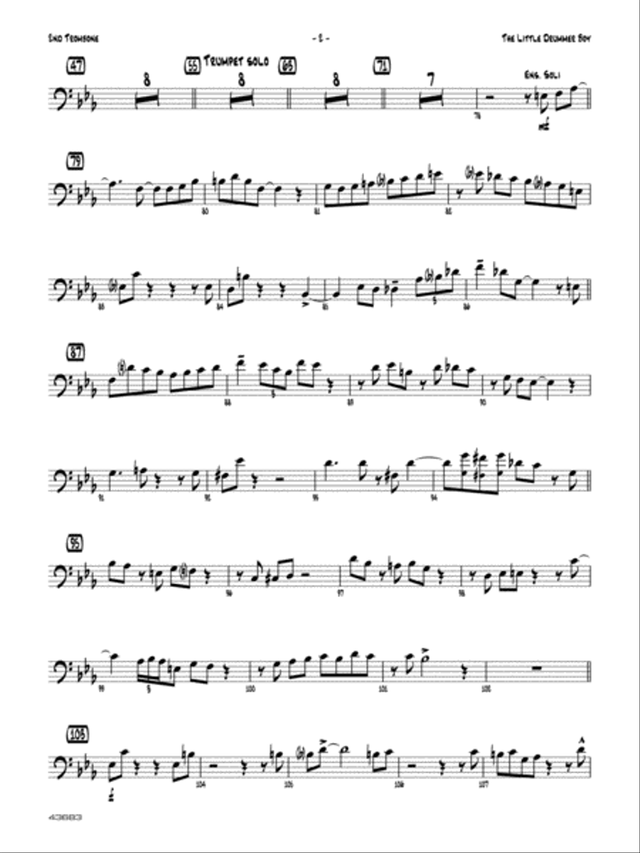 The Little Drummer Boy: 2nd Trombone Jazz Ensemble scores gallery preview page 2
