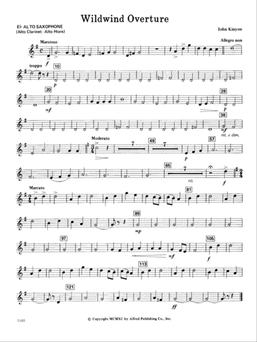 Wildwind Overture: E-flat Alto Saxophone Concert Band scores gallery preview page 1
