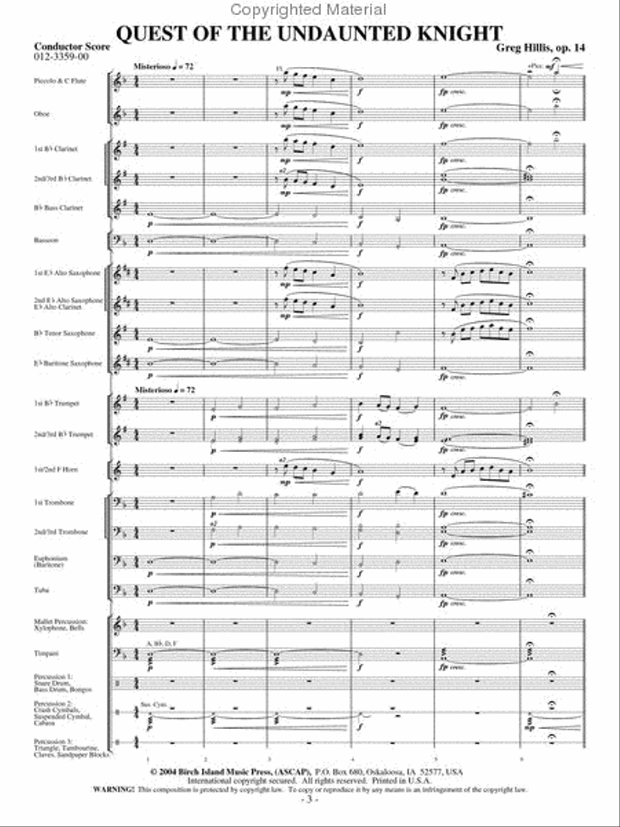 Quest of the Undaunted Knight Concert Band scores gallery preview page 2