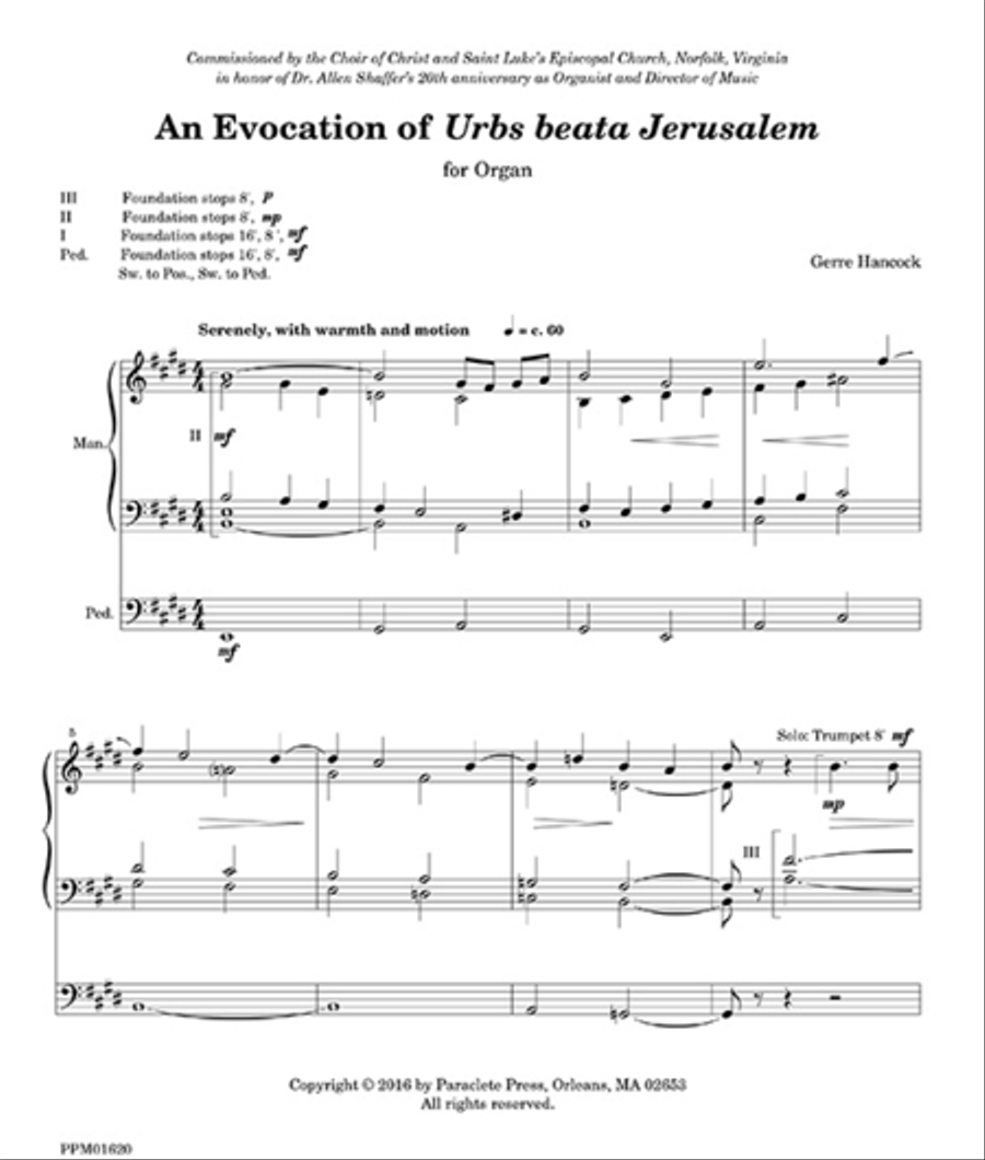 An Evocation of Urbs beata Jerusalem Organ scores gallery preview page 1