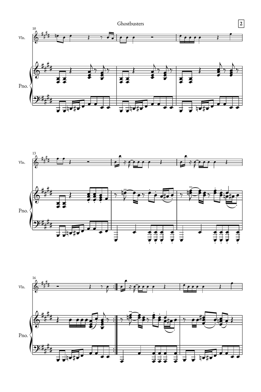 Ghostbusters Violin Solo scores gallery preview page 2