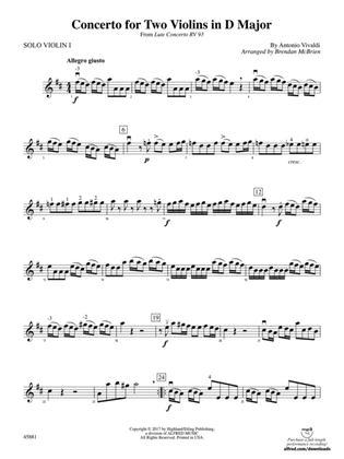 Concerto for Two Violins in D Major: Solo 1st Violin