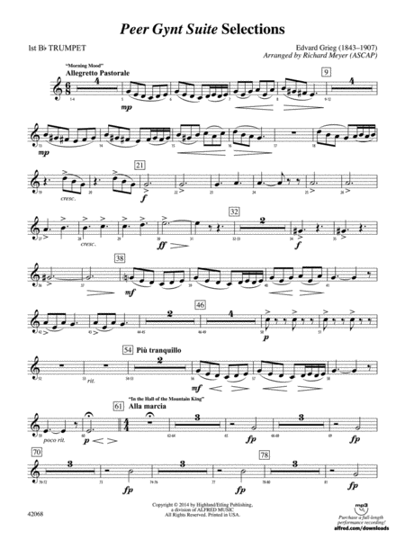 Peer Gynt Suite Selections: 1st B-flat Trumpet