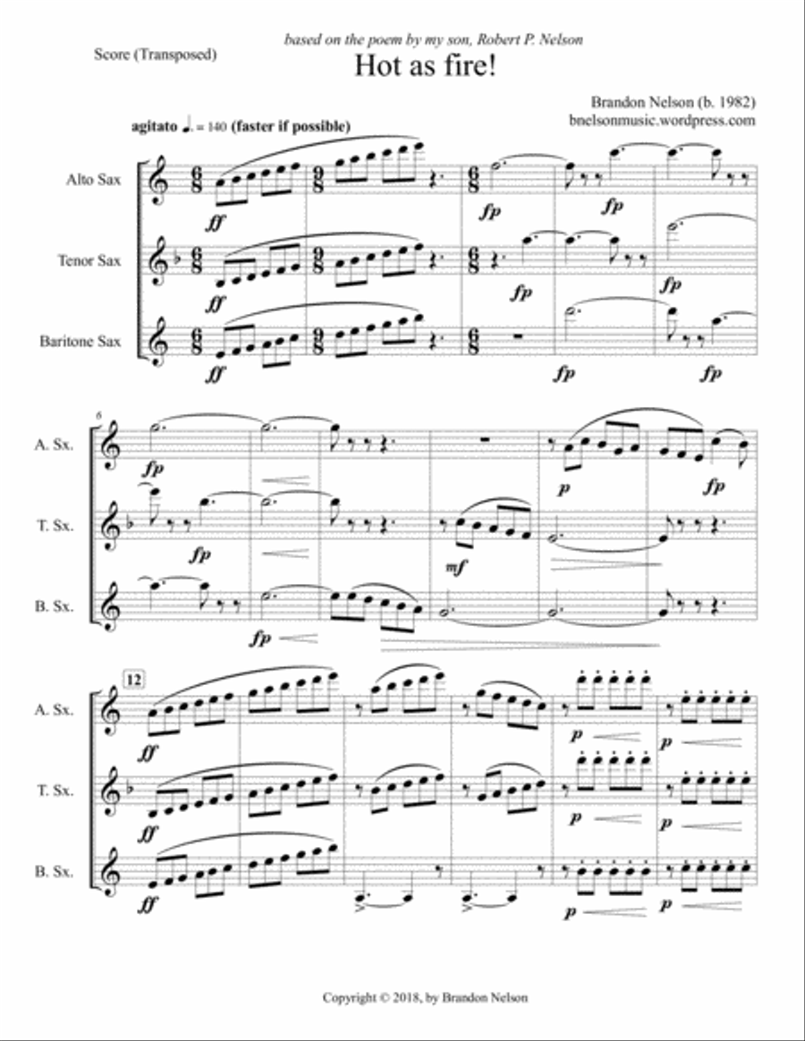 Hot as Fire! (Opener or Encore Piece for Sax Trio) Woodwind Trio scores gallery preview page 4