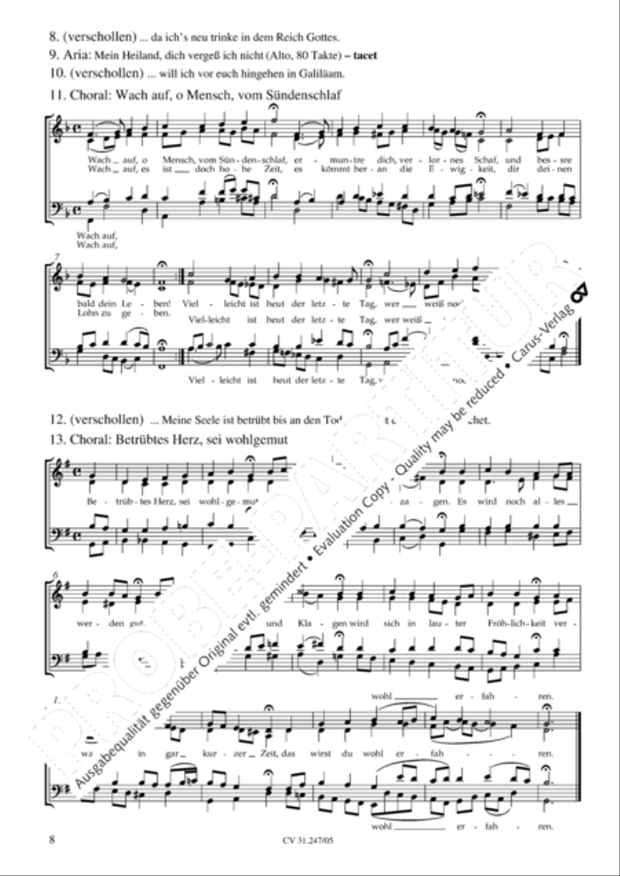 St. Mark Passion (Markus-Passion) 4-Part scores gallery preview page 9